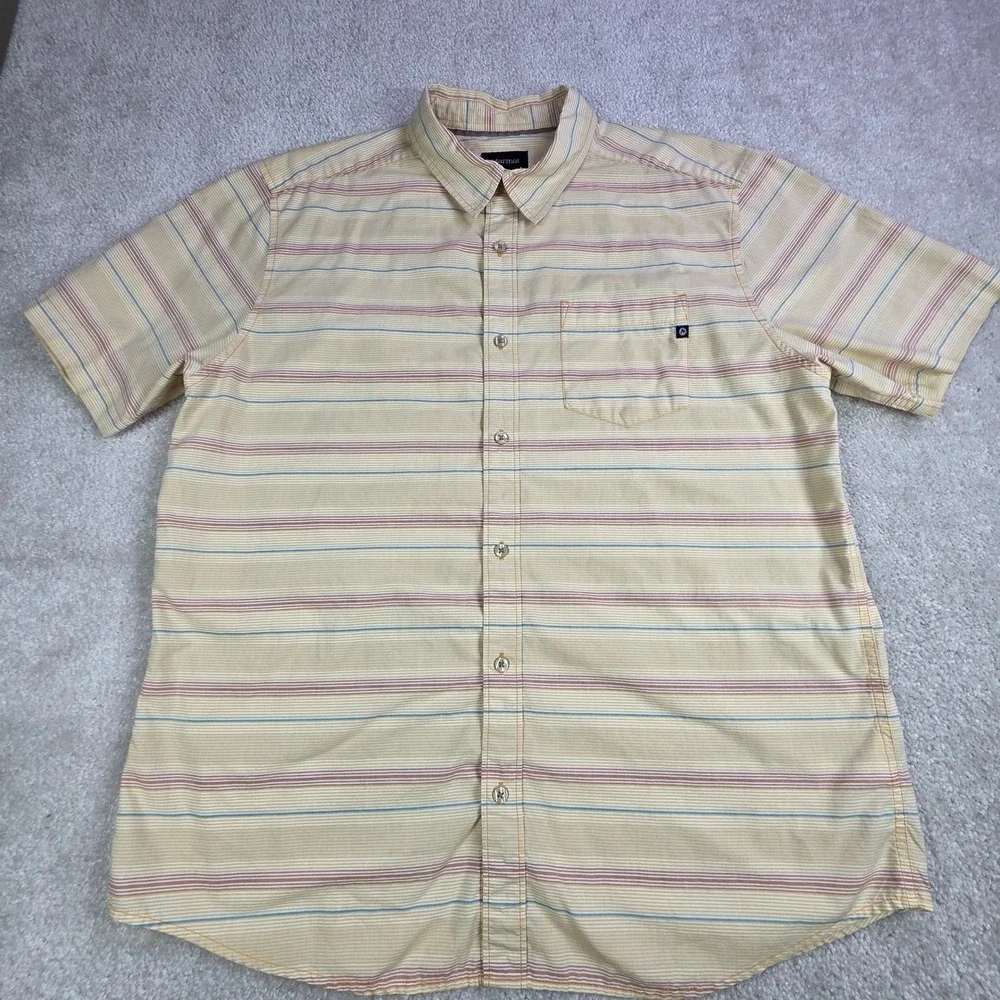 MARMOT Shirt Lot (2) Men's XL Plaid Stripes Short Sleeve Outdoor‎ Lightweight